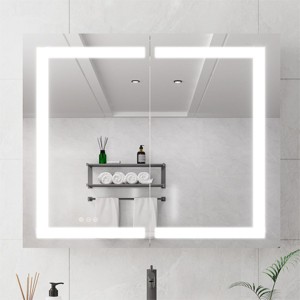 Medicine Cabinet With Lights,Recessed Medicine Cabinet With Mirror,Surface Mount Bathroom Cabinet,Glass Shelf Cabinet,Shaving Cabinet-The Pop Home - 1 of 4