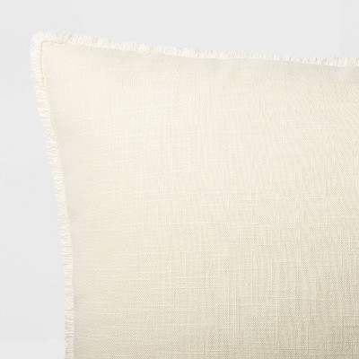 King Size Natural Linen Blend Rectangular Throw Pillow