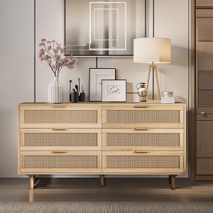 Bella Depot 59.06" 6-Drawers Rattan Storage Cabinet,for Bedroom,Living Room - 1 of 4