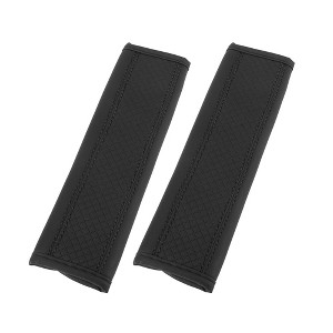 Unique Bargains Microfiber Leather Car Seat Belt Shoulder Pad Cover Cushion 9.06"x2.56" Black 2pcs - 1 of 4