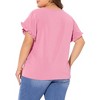 Agnes Orinda Women's Plus Size Crewneck Ruffle Short Sleeve Summer Casual Blouses - 4 of 4