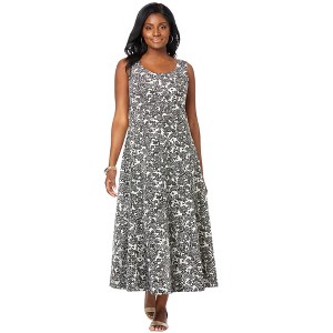 Jessica London Women's Plus Size Stretch Cotton Tank Maxi Dress - 1 of 4