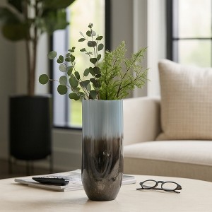 Decorative Large Glass Vase for Living Room Decor - Contemporary Flower Vase for Home, Bedroom, and Office Desk Decor - Blue - 1 of 4