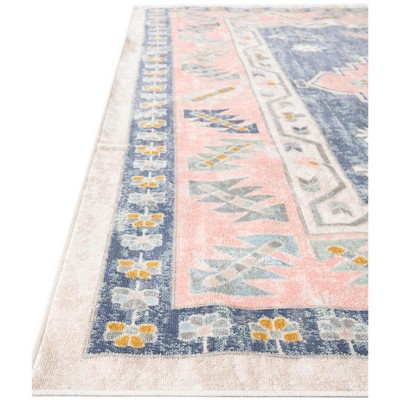 Whitney 8 ft Square French Blue Synthetic Medallion Rug