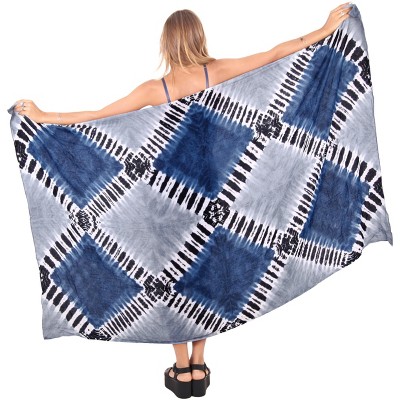 LA LEELA Women's Long Vacation Beachwear Bathing suit Skirts Pareo Sarong Wrap Swimwear Cover up Wraps One Size Gray, Tie Dye Design