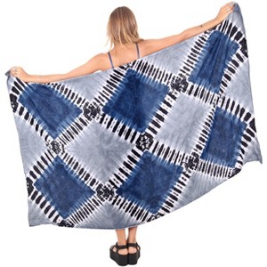 LA LEELA Women's Long Vacation Beachwear Bathing suit Skirts Pareo Sarong Wrap Swimwear Cover up Wraps One Size Gray, Tie Dye Design - 1 of 4