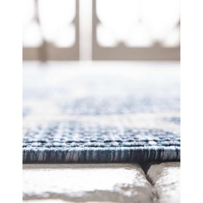 Abstract Blue 9' x 12' Synthetic Outdoor Rug