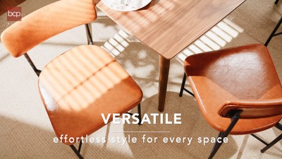 Camel Brown Faux Leather Metal Frame Dining Side Chair Set