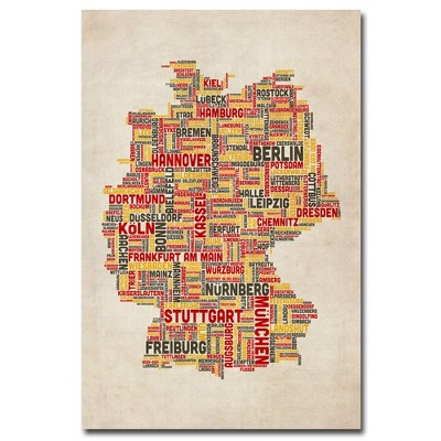 Trademark Fine Art -Michael Tompsett 'Germany - Cities Text Map' Canvas Art
