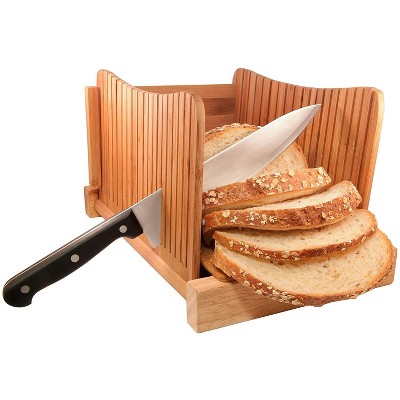 Compact Foldable Bamboo Bread Slicer with Adjustable Thickness