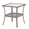 Sonkuki Patio Square PE Rattan with Tempered Glass Side Table Brown - 3 of 4