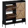 4-Tier Door Shoe Cabinet, Natural Wood Entryway Organizer with Metal Frame, Space-Saving Shoe Storage for Small Hallways, Quick Assembly - 3 of 4