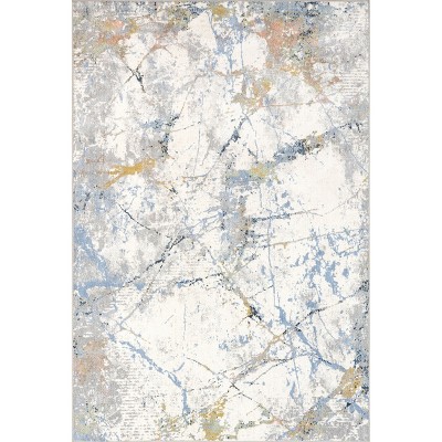 Nuloom Luca Abstract 4x6 Machine Washable Indoor Area Rug for Living Room Bedroom Dining Room Kitchen, Light Beige/Ivory