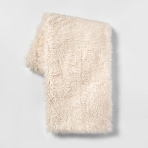 Mongolian Faux Fur Throw Blanket Cream - Project 62 , Ivory