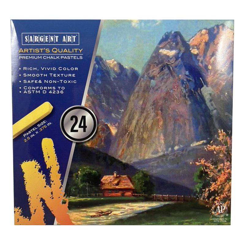 Sargent Art Square Chalk Pastel Set in Tray, 2-14/25 x 2/5 Inches, Assorted Colors, set of 24, 1 of 4
