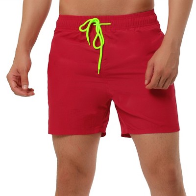 Lars Amadeus Men's Summer Beach Solid Color Mesh Lining Drawstring Waist Swim Shorts