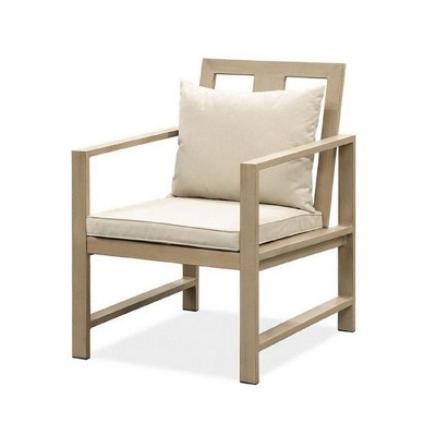 Royal Hampton Outdoor Armchair Set of 2, Washable Beige Covers, Natural Brown