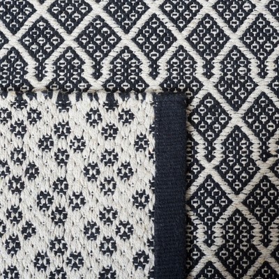 Black and White Handwoven Wool Kilim Area Rug, 6' x 9'