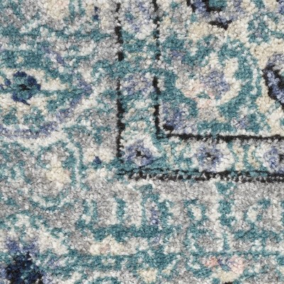 Elysian Bliss Floral Grey Synthetic 26" Non-Slip Area Rug