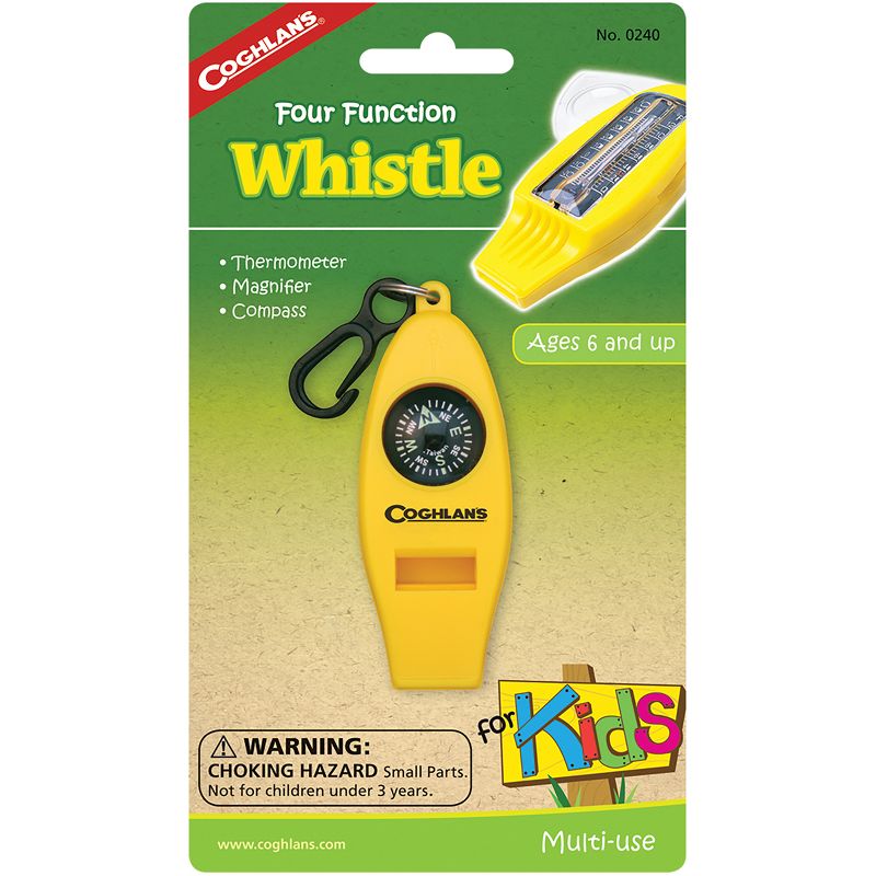 Coghlan's Four Function Whistle for Kids Camp Thermometer, Magnifier, Compass, 1 of 4