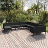 vidaXL 11 Piece Patio Lounge Set - Weather-Resistant Black Poly Rattan and Steel with Cushions - Modular Design for Garden and Outdoor Spaces - 2 of 4