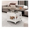 3-In-1 Lift Top Square Coffee Table With Wheels Stools Multi-Function 2 Tier Dining Table With Hidden and Open Storage Living Room Dining Room - 2 of 4