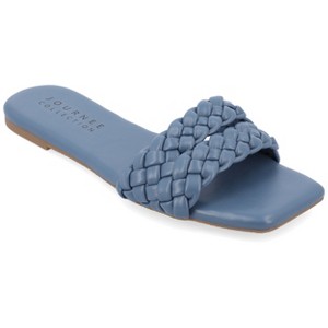 Journee Collection Womens Medium and Wide Width Sawyerr Dual Braided Band Slide Sandals - 1 of 4