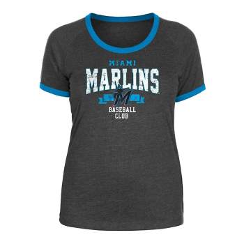 Miami Marlins 47 Brand Women's Match Sleeve Stripe T-Shirt - Black/Teal