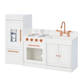 Teamson Kids Paris Wooden Play Kitchen Pretend Cooking Playset, White