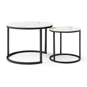 SEVOBAL Coffee Tables Set 2 Coffee Table Round Farmhouse Coffee Table Wood Cocktail Table Modern Accent Table Industrial Nightstand - 1 of 4
