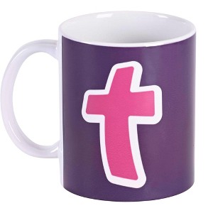 Dicksons MUG-1200 Abstract Cross Purple, Pink, And White 11 Ounce Ceramic Coffee Latte Tea Hot Chocolate Cup Mug - 1 of 2