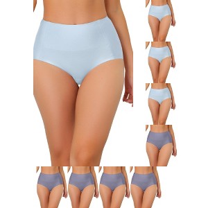 INSPIRE CHIC Women's Tummy Control Unlined High-Waisted Breathable Hipster Underwear 9 Packs - 1 of 4