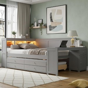 Polibi Full Size Daybed with Trundle & USB Charging Ports - 1 of 4