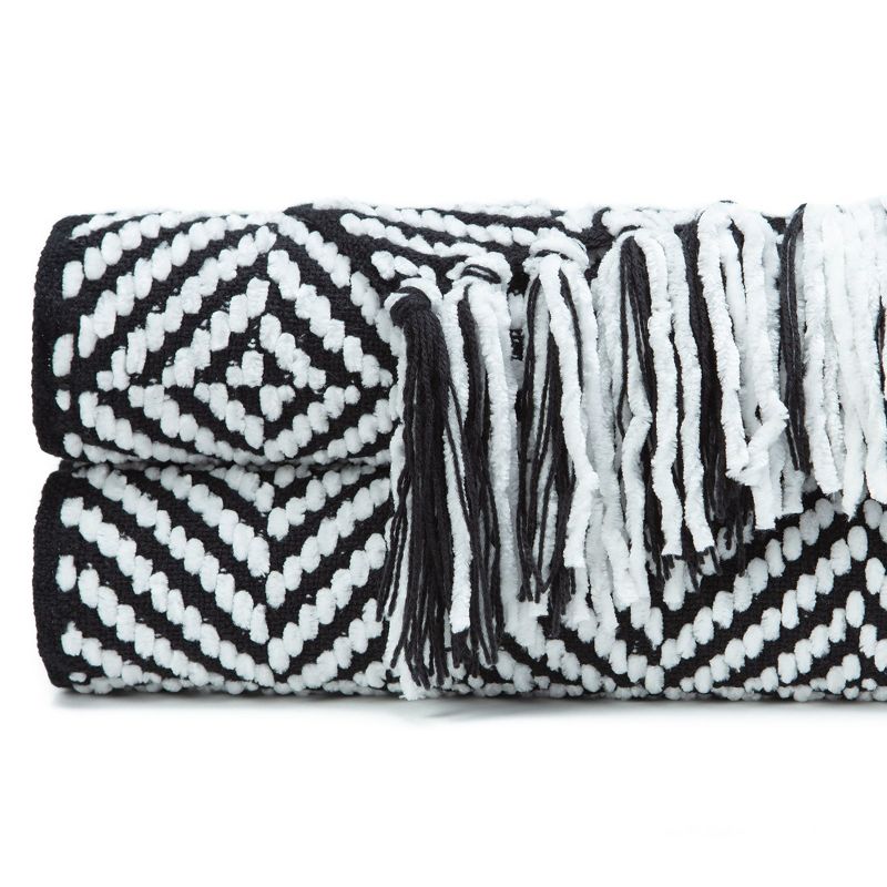 Chanasya Chenille Knit Diamond Textured Decorative Throw Blanket with Tassels, 4 of 6