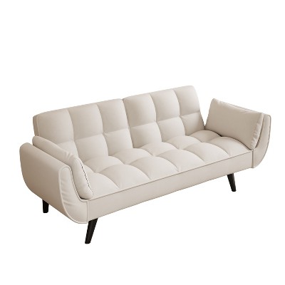 NicBex 57 Inch Velvet Convertible Love Seat Sofa with 2 Armrests Throw Pillows for Living Room,Bedroom,Office,Apartment