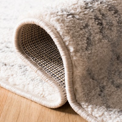 Ivory Grey Hand-Knotted Synthetic Rectangular Rug - Easy Care 5'3" x 7'6"