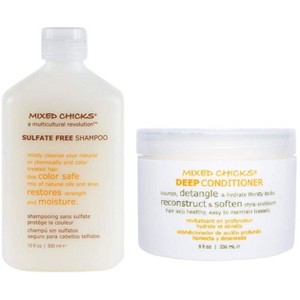 Mixed Chicks Shampoo Sulfate-Free (10 oz) & Deep Conditioner (8 oz) Softens, Moisturizes & Detangles Straight or Curly Hair - DUO SET KIT - 1 of 4
