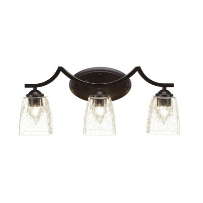 Toltec Lighting Zilo 3 - Light Vanity in  Dark Granite with 4.5" Square Clear Bubble Shade