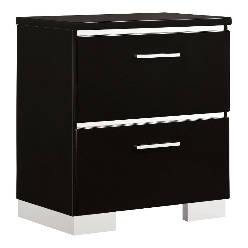 3pc Shorehaven Contemporary Nightstand and Chest California King Bedroom Set Black/Chrome - miBasics, 5 of 7