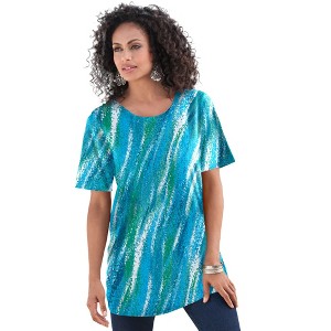 Roaman's Women's Plus Size Ultimate Crewneck Tee - 1 of 4