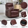 Genuine Leather Heat Massage Manual Recliner Chair with Rocker and Swivel - 3 of 4