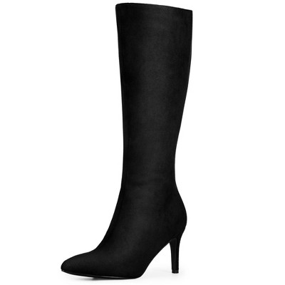 BLISSFUL STEP Classic Pointed Toe Stiletto Heel Knee High Boots for Women
