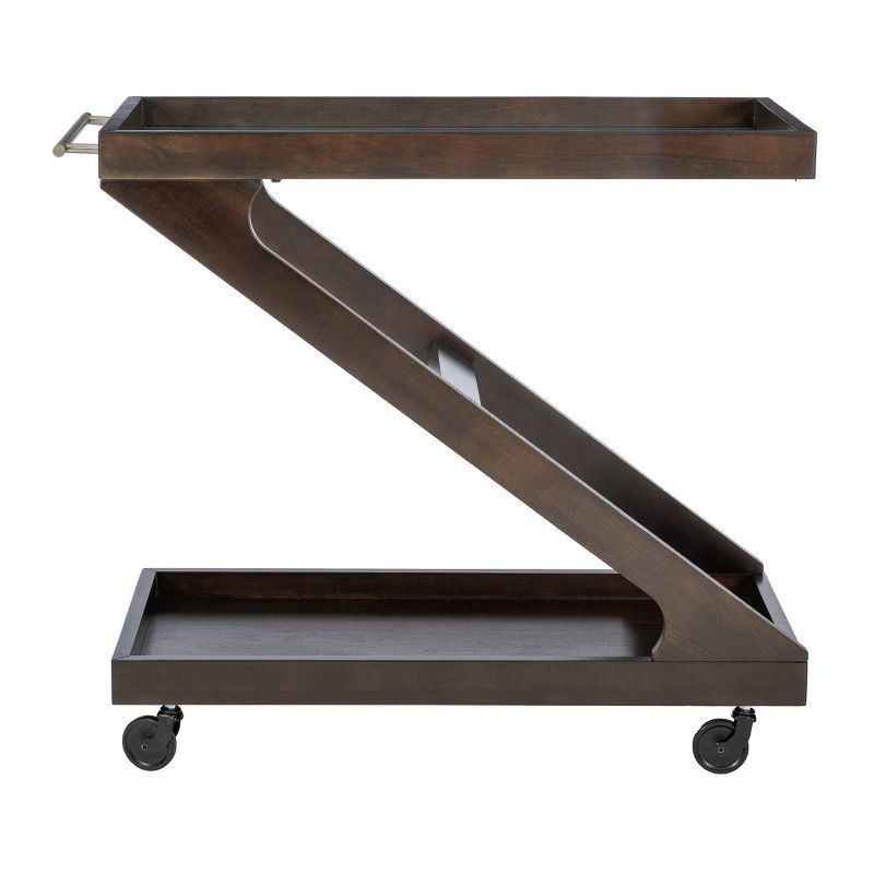 Jepperd Z-Shaped Solid Wood and Tempered Glass Top Rolling Bar Cart - Powell, 2 of 10