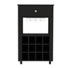 Gulches Black Bar Cart with Wine Rack & Glass Holder - 4 of 4