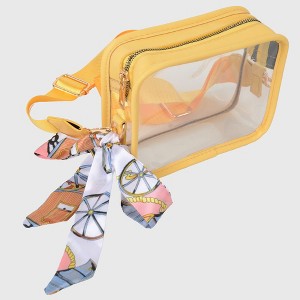 Anna-Kaci Women's Chic Transparent Crossbody & Messenger Bags with Decorative Scarf - 1 of 4