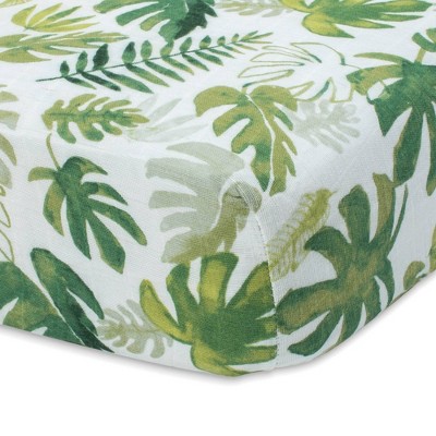 little unicorn tropical leaf crib sheet