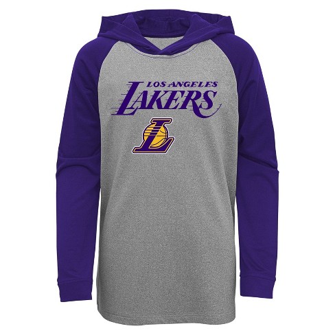 NBA Los Angeles Lakers Youth Gray Long Sleeve Light Weight Hooded Sweatshirt - L
