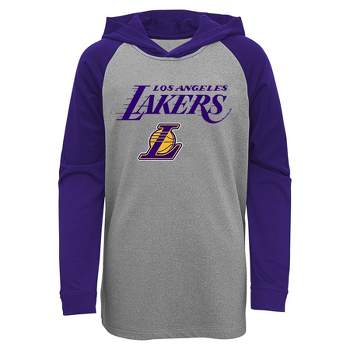 NBA Los Angeles Lakers Youth Gray Long Sleeve Light Weight Hooded Sweatshirt
