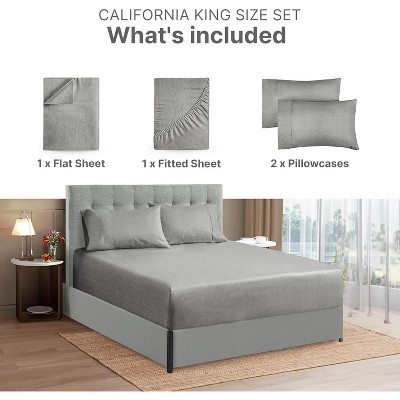 Heathered Grey Queen Cotton Microfiber Deep Pocket Sheet Set