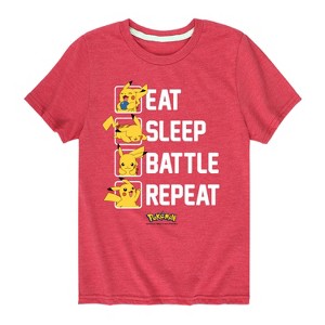 Boys' - Pokémon - Eat Sleep Battle Repeat Short Sleeve Graphic T-Shirt - 1 of 4